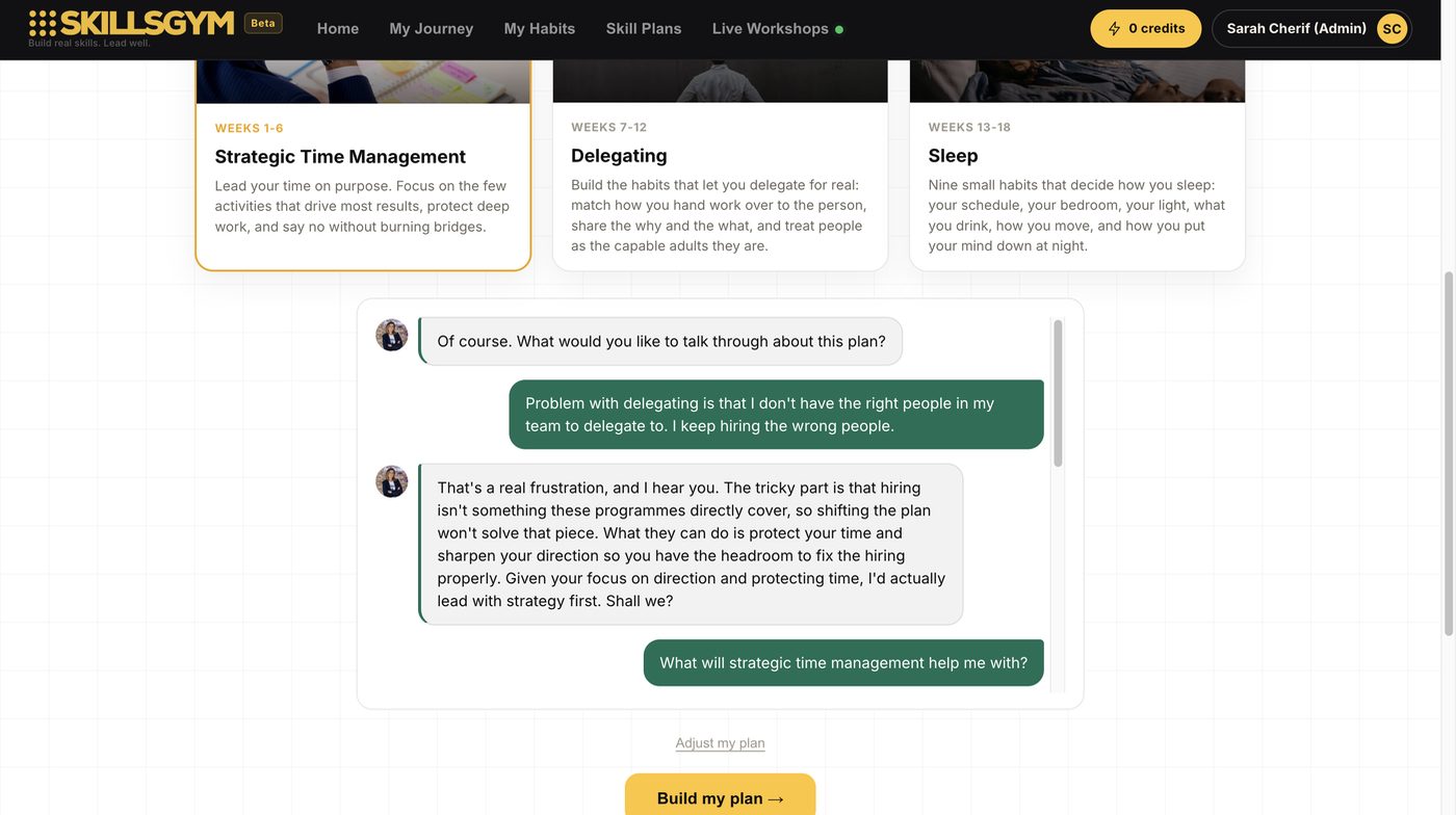 A plan that could only be theirs — SkillsGym platform